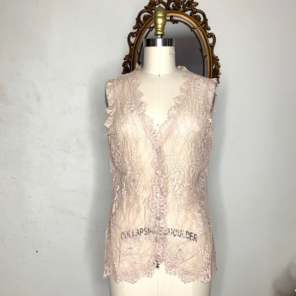 Vintage handmade sheer lace vest